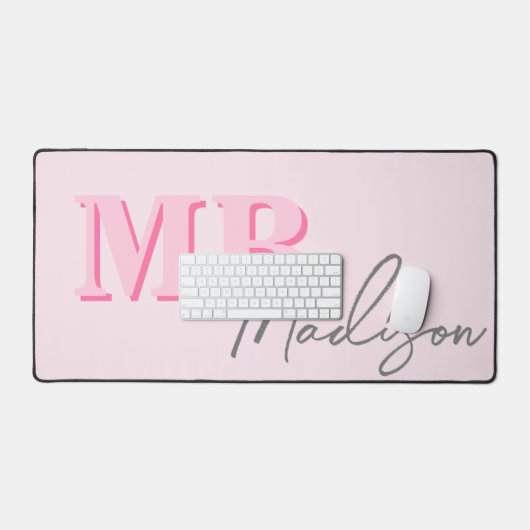 Minimalistisch Modern Roze Initiaal Monogram Bureaumat (Keyboard & Muis)