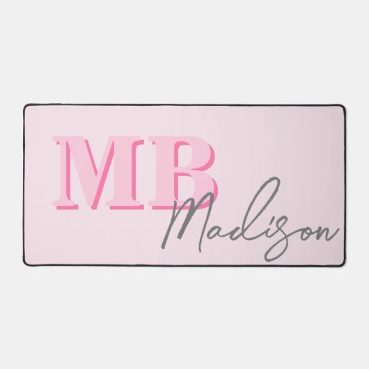 Minimalistisch Modern Roze Initiaal Monogram Bureaumat (Voorkant)