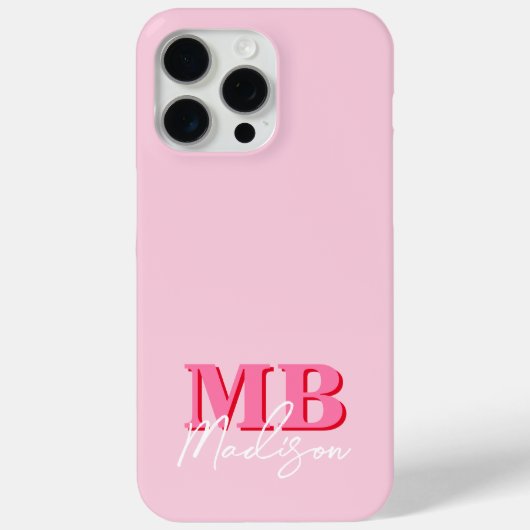 Minimalistisch Modern Roze Initiaal Monogram Case-Mate iPhone Case (Achterkant)