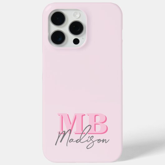Minimalistisch Modern Roze Initiaal Monogram Case-Mate iPhone Case (Achterkant)