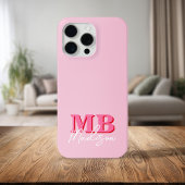 Minimalistisch Modern Roze Initiaal Monogram Case-Mate iPhone Case