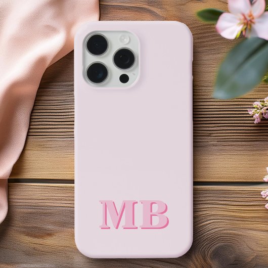 Minimalistisch Modern Roze Initiaal Monogram Case-Mate iPhone Case
