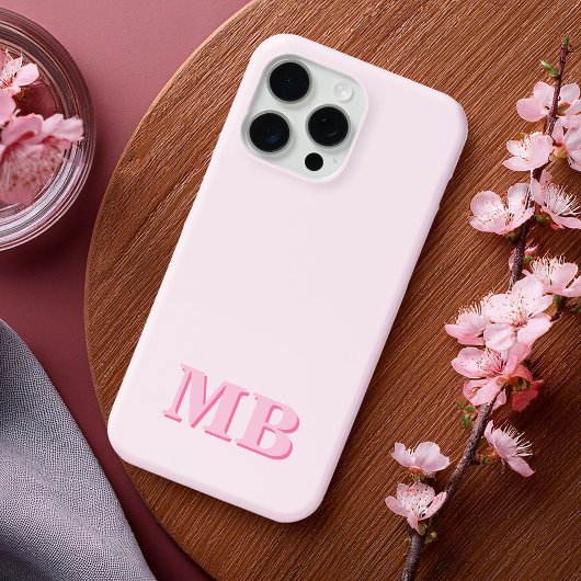 Minimalistisch Modern Roze Initiaal Monogram Case-Mate iPhone Case