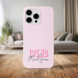 Minimalistisch Modern Roze Initiaal Monogram iPhone 15 Pro Max Hoesje<br><div class="desc">Creëer uw eigen gepersonaliseerde telefoonhoesje met moderne minimalistische initialen en scriptkalligrafie-monogramnaam. Verkrijgbaar in verschillende kleuren en maten.</div>