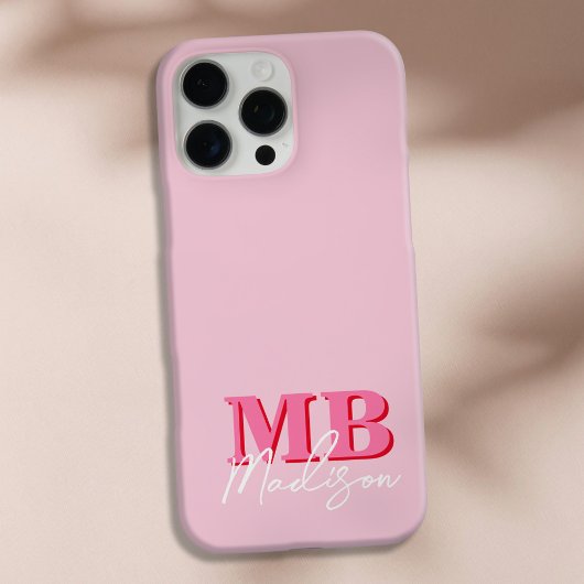 Minimalistisch Modern Roze Initiaal Monogram Case-Mate iPhone Case