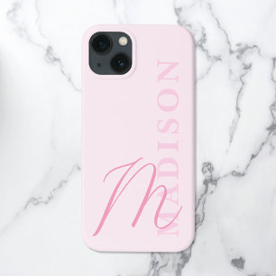 Minimalistisch Modern Roze Initiaal Monogram Case-Mate iPhone Case