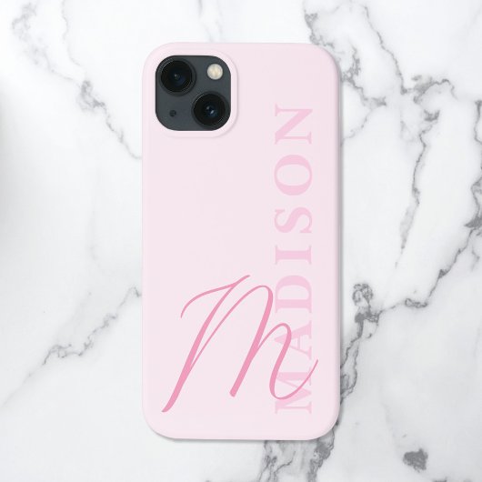 Minimalistisch Modern Roze Initiaal Monogram Case-Mate iPhone Case