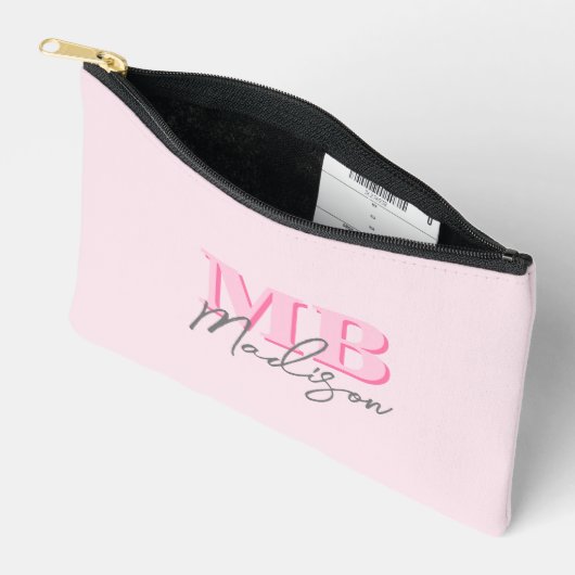 Minimalistisch Modern Roze Initiaal Monogram Etui (Open)