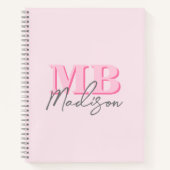 Minimalistisch Modern Roze Initiaal Monogram Notitieboek (Voorkant)