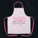 Minimalistisch Modern Roze Initiaal Monogram Schort<br><div class="desc">Creëer uw eigen gepersonaliseerde schort met moderne minimalistische initialen en script kalligrafie monogram naam in roze kleur.</div>