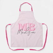 Minimalistisch Modern Roze Initiaal Monogram Schort (Voorkant)