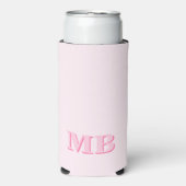 Minimalistisch Modern Roze Initiaal Monogram Seltzer Blikjeskoeler (Seltzer Voorkant)