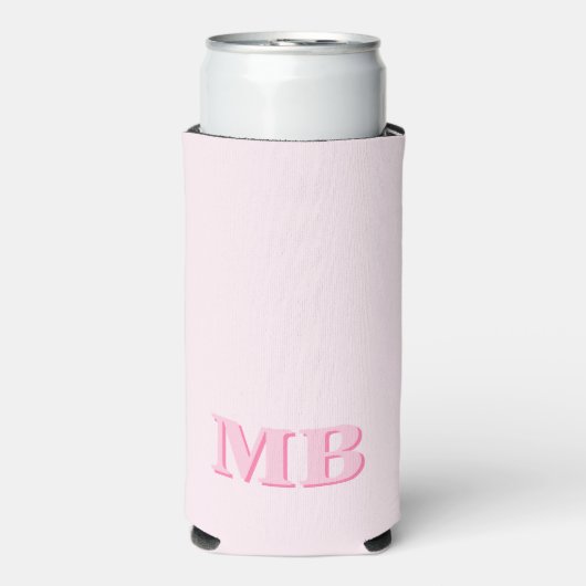 Minimalistisch Modern Roze Initiaal Monogram Seltzer Blikjeskoeler (Seltzer Voorkant)