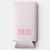 Minimalistisch Modern Roze Initiaal Monogram Seltzer Blikjeskoeler (Achterkant)