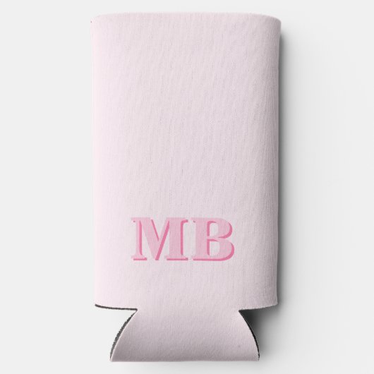 Minimalistisch Modern Roze Initiaal Monogram Seltzer Blikjeskoeler (Achterkant)