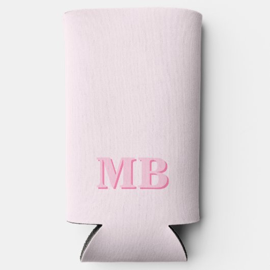 Minimalistisch Modern Roze Initiaal Monogram Seltzer Blikjeskoeler (Voorkant)