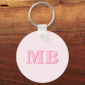 Minimalistisch Modern Roze Initiaal Monogram Sleutelhanger (Voorkant)