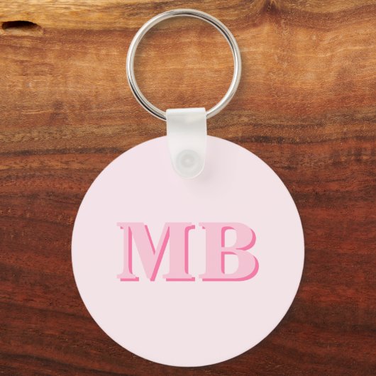 Minimalistisch Modern Roze Initiaal Monogram Sleutelhanger (Voorkant)