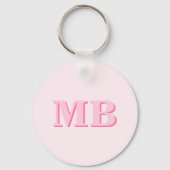 Minimalistisch Modern Roze Initiaal Monogram Sleutelhanger (Achterkant)