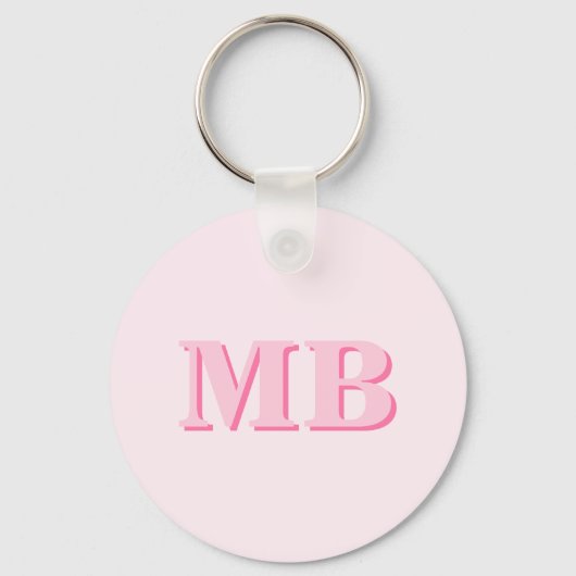 Minimalistisch Modern Roze Initiaal Monogram Sleutelhanger (Achterkant)