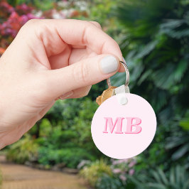 Minimalistisch Modern Roze Initiaal Monogram Sleutelhanger