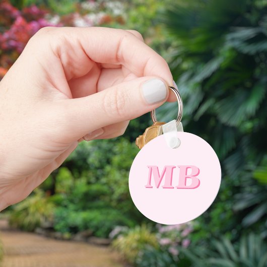 Minimalistisch Modern Roze Initiaal Monogram Sleutelhanger