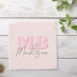 Minimalistisch Modern Roze Initiaal Monogram Stenen Onderzetter<br><div class="desc">Creëer uw eigen gepersonaliseerde onderzetters met moderne minimalistische initialen en script kalligrafie monogram naam.</div>
