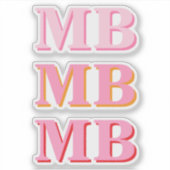 Minimalistisch Modern Roze Initiaal Monogram Sticker (Voorkant)