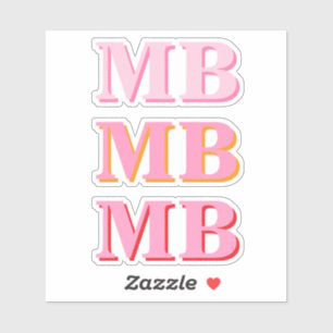 Minimalistisch Modern Roze Initiaal Monogram Sticker
