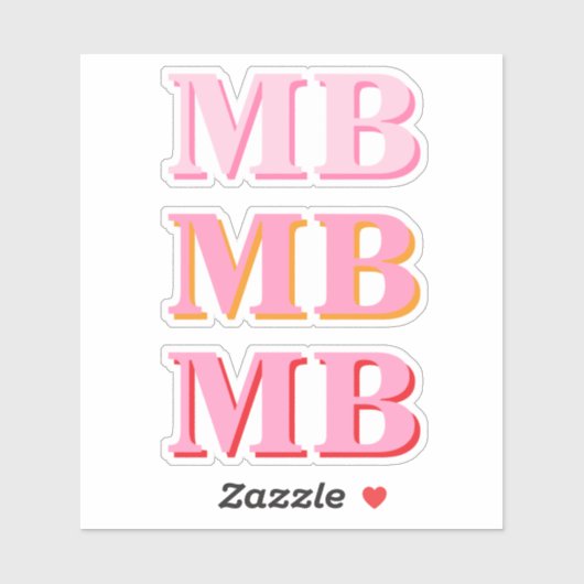 Minimalistisch Modern Roze Initiaal Monogram Sticker (Vel)