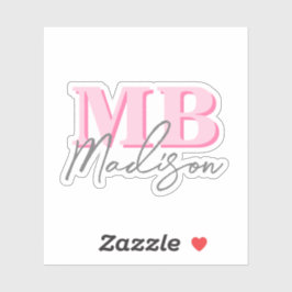 Minimalistisch Modern Roze Initiaal Monogram Sticker