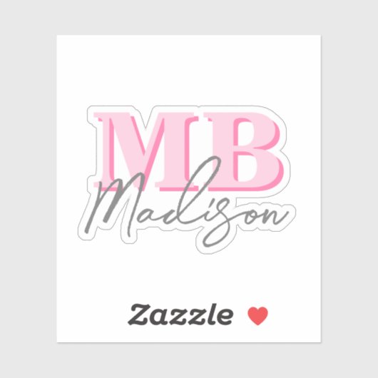 Minimalistisch Modern Roze Initiaal Monogram Sticker (Vel)