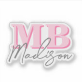 Minimalistisch Modern Roze Initiaal Monogram Sticker (Voorkant)