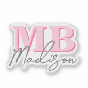 Minimalistisch Modern Roze Initiaal Monogram Sticker