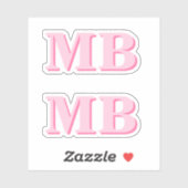 Minimalistisch Modern Roze Initiaal Monogram Sticker (Vel)