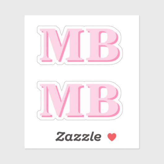 Minimalistisch Modern Roze Initiaal Monogram Sticker (Vel)