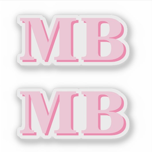 Minimalistisch Modern Roze Initiaal Monogram Sticker (Voorkant)