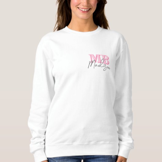 Minimalistisch Modern Roze Initiaal Monogram Trui (Voorkant)