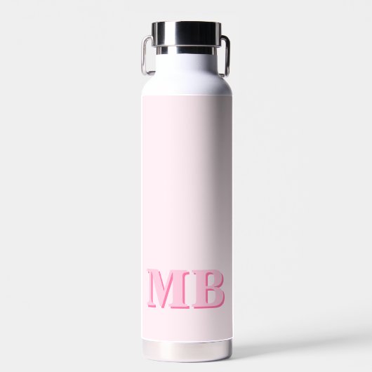 Minimalistisch Modern Roze Initiaal Monogram Waterfles (Voorkant)