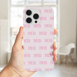 Minimalistisch Modern Roze Initiaal Patroon Monogr iPhone 16 Pro Max Hoesje