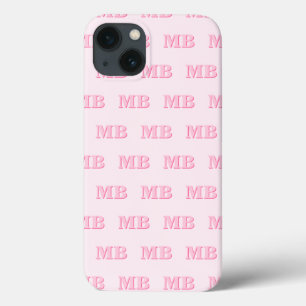 Minimalistisch Modern Roze Initiaal Patroon Monogr Case-Mate iPhone Case