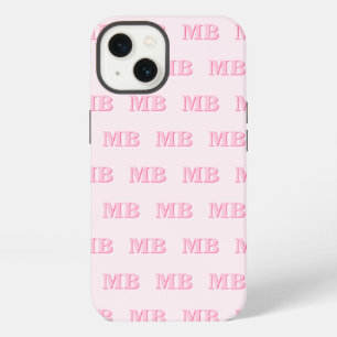 Minimalistisch Modern Roze Initiaal Patroon Monogr iPhone 13 Hoesje