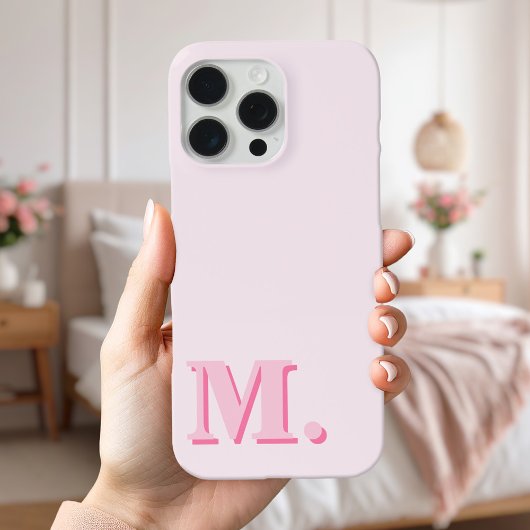 Minimalistisch Modern Roze Monogram Initiaal Case-Mate iPhone Case