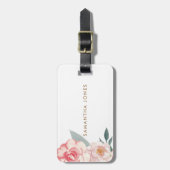 Minimalistisch Modern Roze Peonie Bloemen Waterver Bagagelabel (Voorkant verticaal)