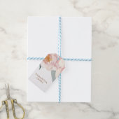 Minimalistisch Modern Roze Peonie Bloemen Waterver Cadeaulabel (Met Touw)