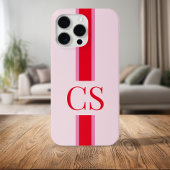 Minimalistisch modern roze rood Initiaal monogram Case-Mate iPhone Case