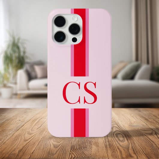 Minimalistisch modern roze rood Initiaal monogram Case-Mate iPhone Case