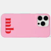Minimalistisch modern roze rood Initiaal monogram Case-Mate iPhone Case (Achterkant (horizontaal))