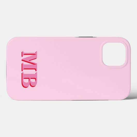 Minimalistisch modern roze rood Initiaal monogram Case-Mate iPhone Case (Achterkant (horizontaal))