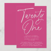 Minimalistisch Modern Roze Script 21e Verjaardag Kaart (Voorkant / Achterkant)